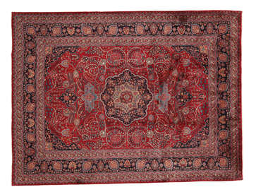 マシュハド手織カシャーンペルシャ絨毯 黒 バラ イラン産150×101